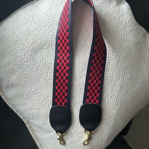 Clare V Navy/Red Checker Shoulder Strap